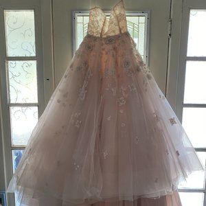 Hallie Page Arden Pink Rose Lace Wedding Dress